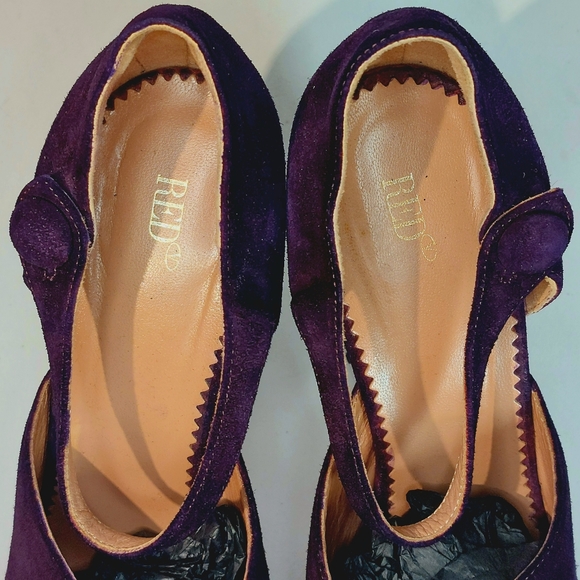 RED Valentino eggplant suede mary-jane platform pumps, EU41/10, new w/ flaws - Picture 8 of 15